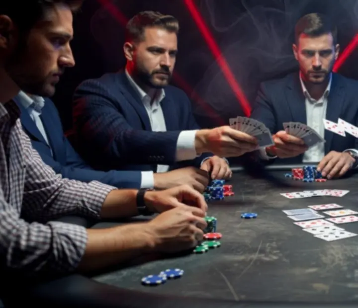 Goście przy brutalnym stole pokerowym podczas eventu